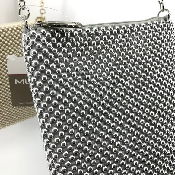 MUNDI Sparkle Mesh Ball Clutch Crossbody Bag - Picture 2 of 8